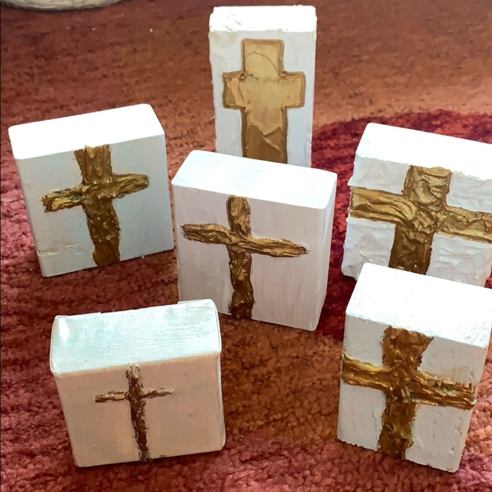Cross Art Gold Leaf Wood - Picture 1 of 4